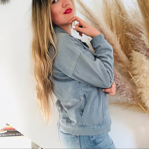 VINTAGE HENGSHENG Light Soft Blue Denim Button Front Jean Jacket Small - Picture 5 of 8